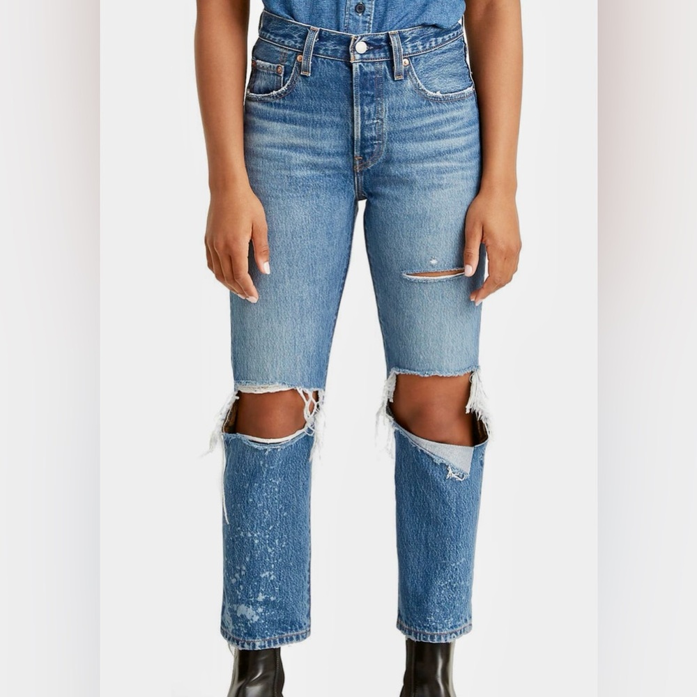 Levi’s 501 Ripped High Waist Straight Leg Jeans
